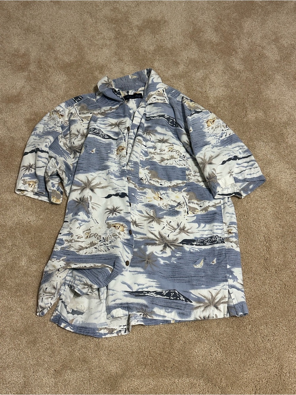 Milano Men's Light Blue & White Tropical Print Shirt Jacket